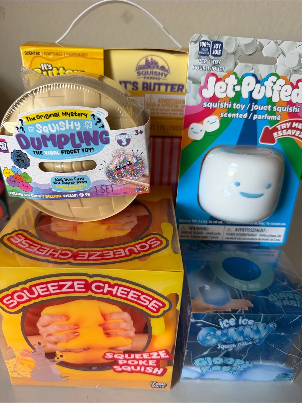 RMS “CONFETTI” Dumpling Marshmallow Squishy Scented Cheese, Butter, Cube SQUISHY